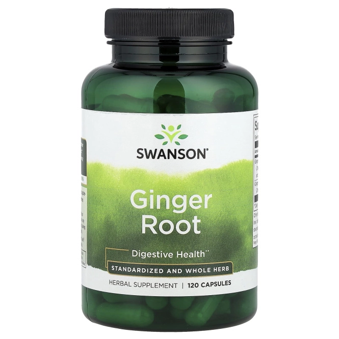 Swanson, Корень имбиря, стандартизированная цельная трава, 120 капсул
