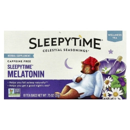 Celestial Seasonings, Sleepytime, чай с мелатонином, без кофеина, 18 чайных пакетиков, 21 г (0,75 унции)