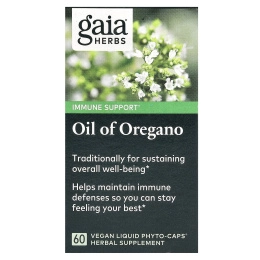 Gaia Herbs, Масло орегано, 60 вегетарианских жидких фито-капсул