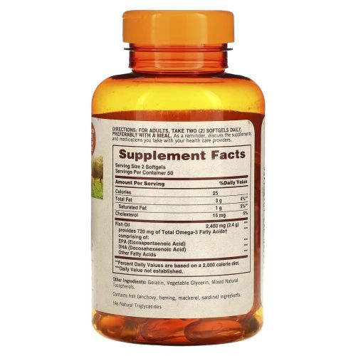 Sundown Naturals, Рыбий жир, 1200 мг, 100 мягких таблеток