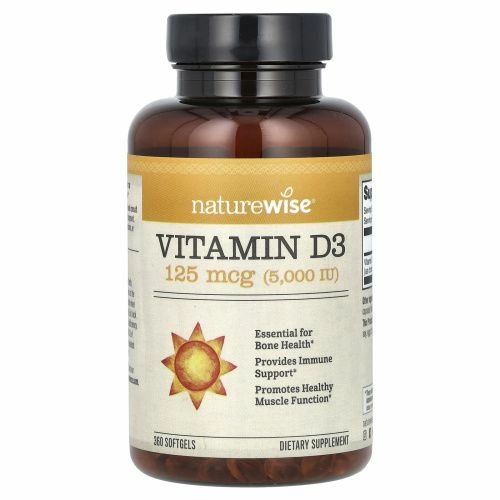 NatureWise, Витамин D3, 5000 МЕ, 360 мягких капсул