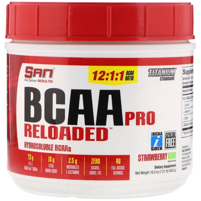 SAN Nutrition, BCAA Pro Reloaded, Клубника и киви, 16,2 унц. (458,8 г)