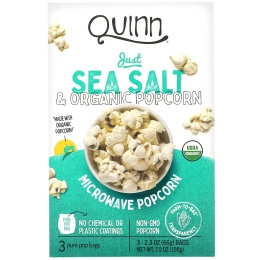 Quinn Popcorn, Попкорн для приготовления в микроволновой печи, с морской солью, 3 пакета, 66 г (2,3 унции) каждый