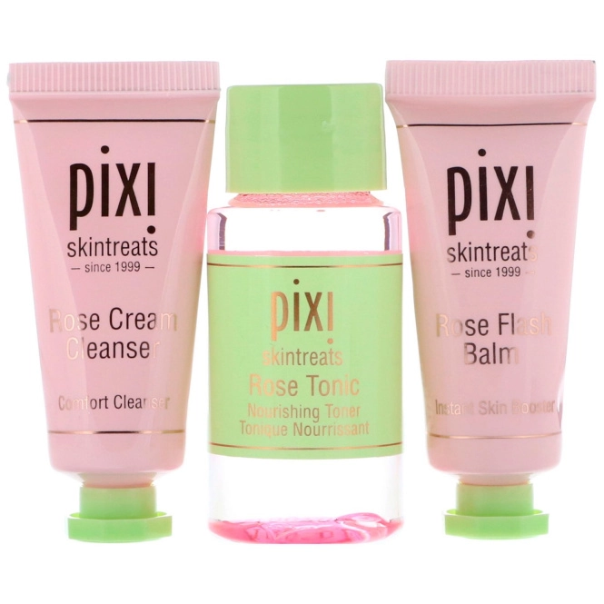 Pixi Beauty, Набор из 3 предметов для ухода за кожей, лучшее из экстрактов розы