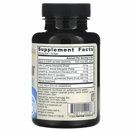 Jarrow Formulas, CarotenALL, комплекс из смеси каротиноидов, 60 мягких таблеток