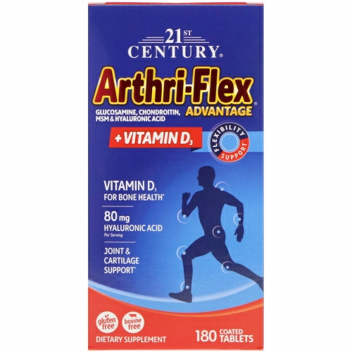 21st Century, Arthri-Flex Advantage, + витамин D3, 180 таблетки, покрытые оболочкой