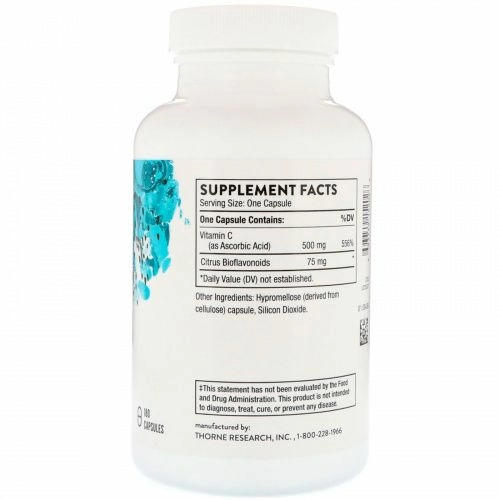 Витамин С с флавоноидами, Vitamin C with Flavonoids, Thorne Research, 180 капсул