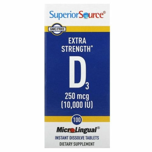 Superior Source, D3, дополнительная силы, микролингвальный, 10000 МЕ, 100 таблеток