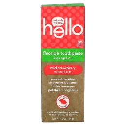 Hello, Детская серия, зубная паста с фтором, земляника, 119 г