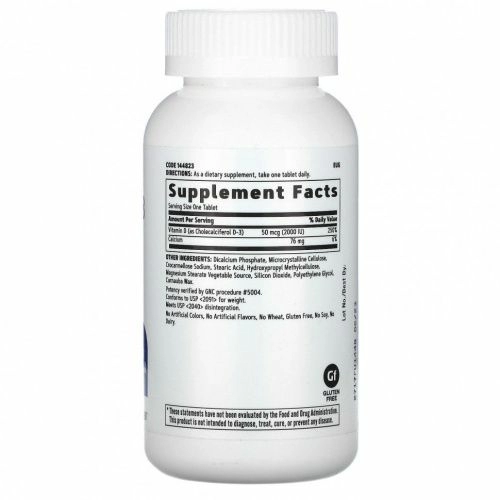 GNC, Vitamin D3, 50 mcg, 2000 МЕ, 180 Tablets