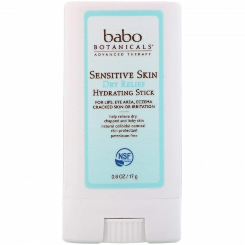 Babo Botanicals, Для чувствительной кожи, устраняет сухость, увлажняющий стик, 0,6 унц. (17 г.)
