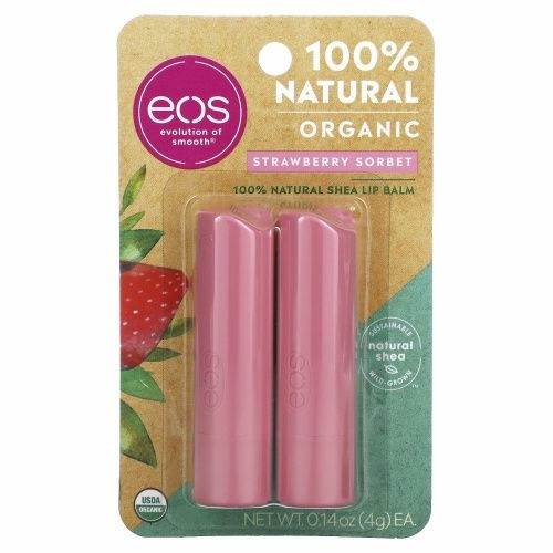 EOS, Бальзам для губ, клубничный сорбет, 2 шт., .14 унции(4 г) каждый