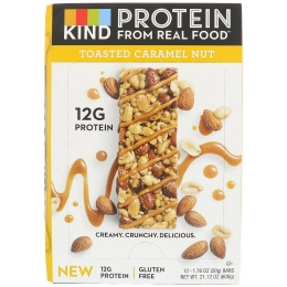 KIND Bars, Протеиновые батончики, Жареная карамель и орех, 12 баточников, 1,76 унц. (50 г) каждый