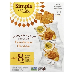 Simple Mills, Крекеры из миндальной муки, фермерский чеддер, 8 пакетиков по 23 г (0,8 унции)