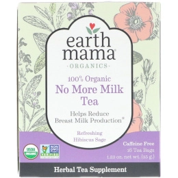 Earth Mama, 100% органический чай No More Milk, освежающий гибискус, 16 чайных пакетов, 1,23 унции (35 г)
