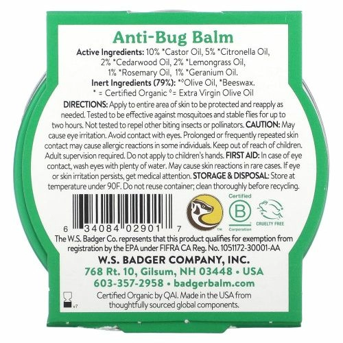 Badger Company, Бальзам для защиты от насекомых с цитронеллой и розмарином, 2 унции (56 г)