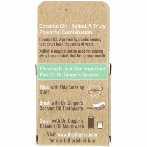 Dr. Ginger's, Coconut Oil + Xylitol Expanding Floss, Coconut Mint, 32 yds (30 m)