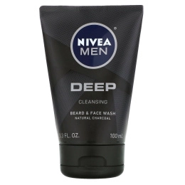 Nivea, Для мужчин, средство для мытья бороды и лица, глубокое очищение, с натуральным углем, 100 мл (3,3 жидк. унц.)