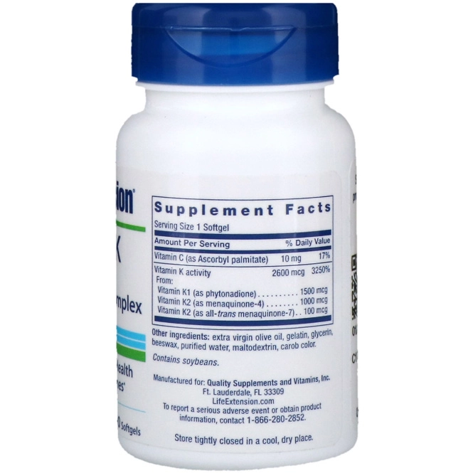 Life Extension, Супер K с улучшенным Ко-комплексом, 90 капсул