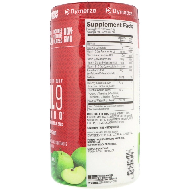 Dymatize Nutrition, All 9 Amino, Веселое зеленое яблоко, 15,87 унц. (450 г)