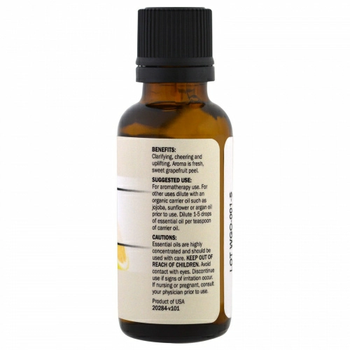 Dr. Mercola, Органическое эфирное масло, белый грейпфрут, 1 унция (30 мл)