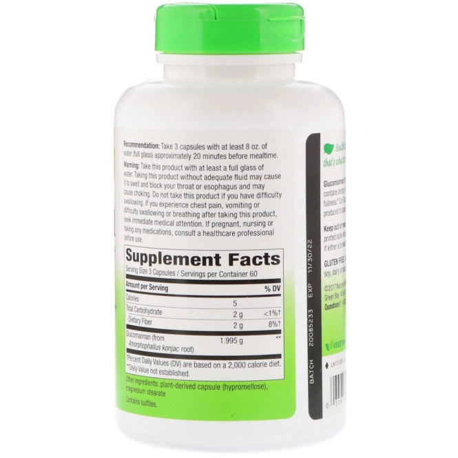 Nature's Way, Корень коньякового глюкоманнана, 180 растительных капсул