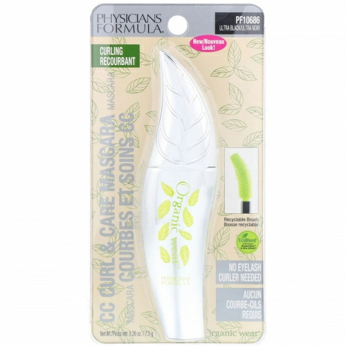 Physicians Formula, Organic Wear, CC Curl & Care Mascara, Curling Recourbant, Ultra Black, 0.26 oz (7.5 g)