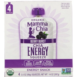 Mamma Chia, Organic Chia Energy Squeeze, Berry Burst, 4 Pouches, 3.5 oz (99 g) Each