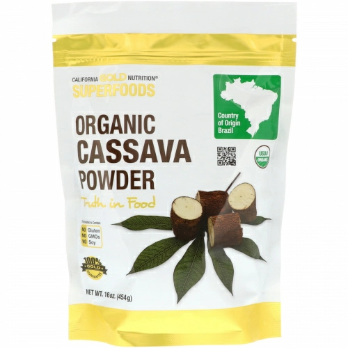 California Gold Nutrition, Суперпродукт, Органический порошок маниоки, 16 унц. (454 г)