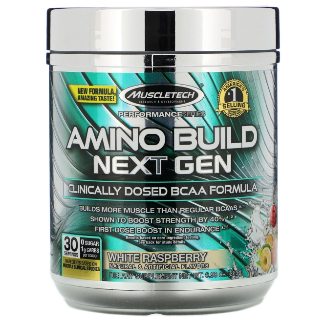 Muscletech, Amino Build Next Gen, аминокислоты нового поколения, белая малина, 283 г (9,98 унции)