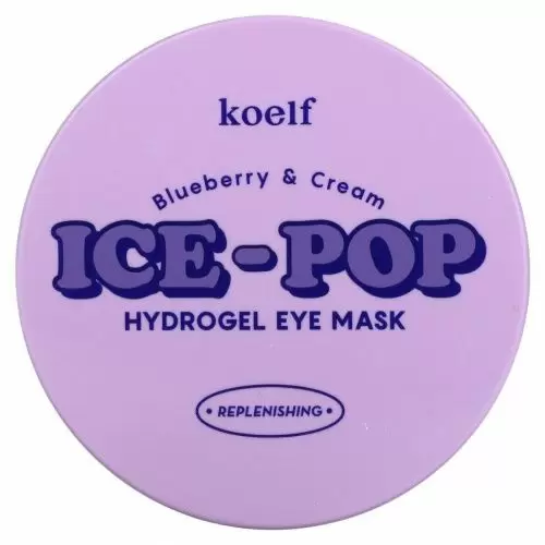 Koelf, Ice-Pop Hydrogel Eye Mask, Blueberry & Cream, 30 Pairs