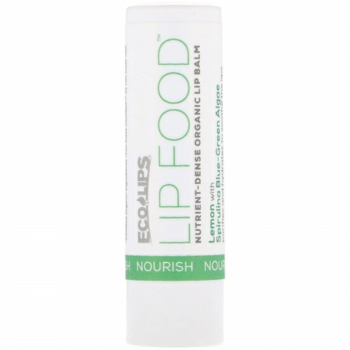 Eco Lips, Lip Food, питательный, насыщенный питательными веществами органический бальзам для губ, лимон, 4,25 г (0,15 унции)