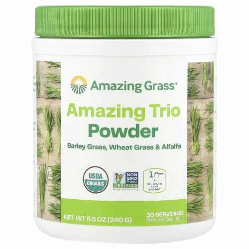 Amazing Grass, Восхитительное трио, зеленые побеги ячменя и пшеницы с люцерной, 8,5 унции (240 г)