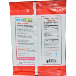 SeaSnax, Spicy Chipotle, Roasted Seaweed Snack, 5 sheets - .54 oz (15 g)