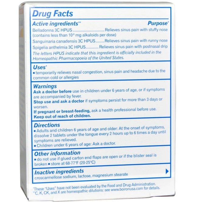 Boiron, Sinusalia 60 быстрорастворимых таблеток