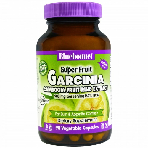Bluebonnet Nutrition, Super Fruit,  экстракт из кожуры камбоджийской гарцинии, 90 растительных капсул