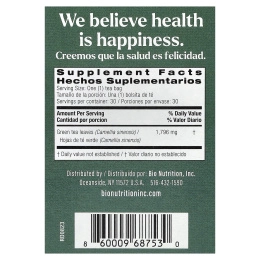 Bio Nutrition, зеленый чай, 30 чайных пакетиков, 53,9 г (1,9 унции)