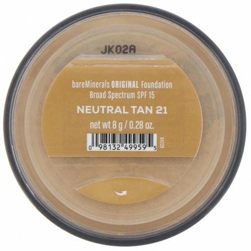 bareMinerals, Original, тональная основа, SPF 15, оттенок «Нейтральный загорелый 21», 8 г