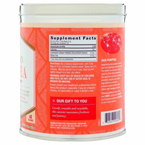ReserveAge Nutrition, Collagen Beautea, белый чай, 48 чайных пакетиков