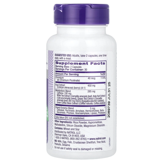 Natrol, AcaiBerry Diet, суперпродукты асаи и зеленый чай, 60 вегетарианских капсул