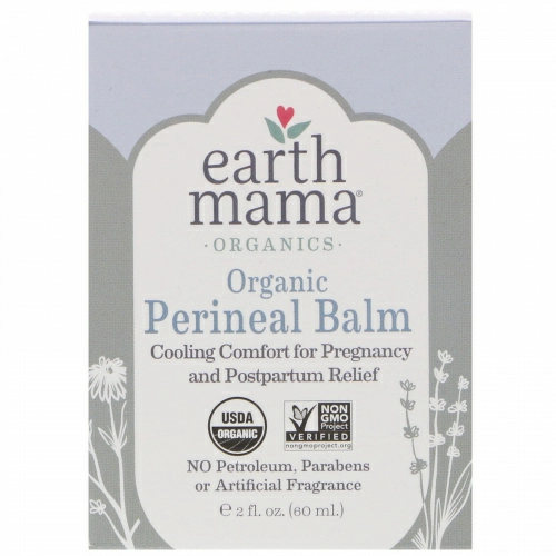 Earth Mama, Органический промежностный бальзам, 2 ж. унц. (60 мл)