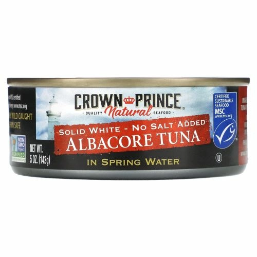 Crown Prince Natural, Длинноперый тунец, Плотное белое мясо - Без добавления соли, В пресной воде, 5 унций (142 г)