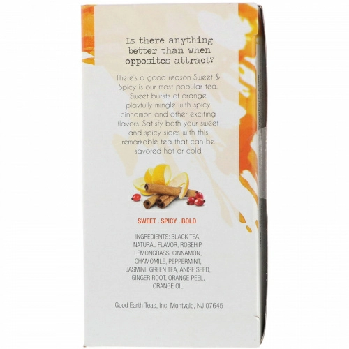 Good Earth Teas, Травяной и черный чай, сладкий и пряный, 18 пакетиков, 1,43 унции (40,5 г)
