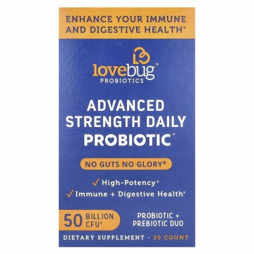 LoveBug Probiotics, Advanced Strength, пробиотик для ежедневного приема, 50 млрд КОЕ, 30 штук