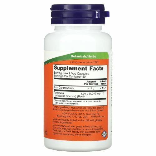 Now Foods, Дягиль лекарственный, 520 мг, 100 растительных капсул