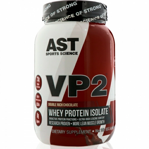 AST Sports Science, VP2, изолят сывороточного белка, двойной шоколад, 2 фунта (960 г)