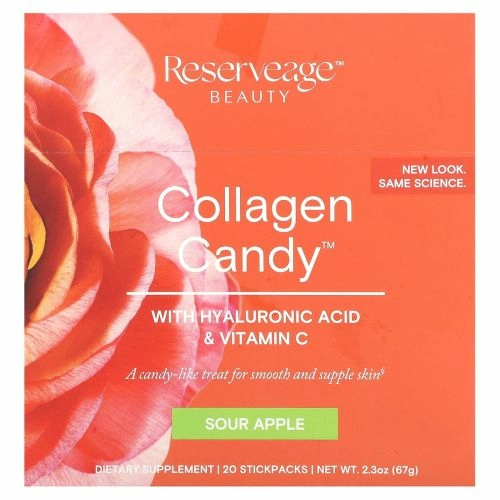 Reserveage Organics, Коллагеновые конфеты Кислое яблоко 20 шт.