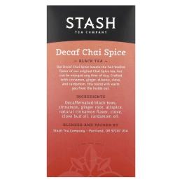 Stash Tea, Black Tea, чай без кофеина со специями, 18 чайных пакетиков, 33 г (1,1 унции)