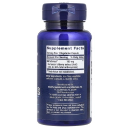 Life Extension, Стандартизованный в Европе экстракт черники, 100 мг, 90 вегетарианских капсул