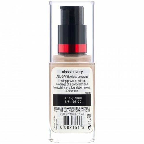 Covergirl, Outlast All-Day Stay Fabulous, тональная основа 3 в 1, оттенок 810 «Классическая слоновая кость», 30 мл (1 жидк. унция)
